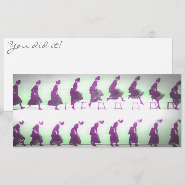 You Did It! Early Animation Woman Jumping Congrats Save The Date (Front/Back)