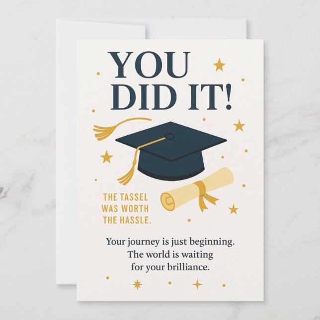 You Did It!" Graduation Card – Congrats for Grads (Front)