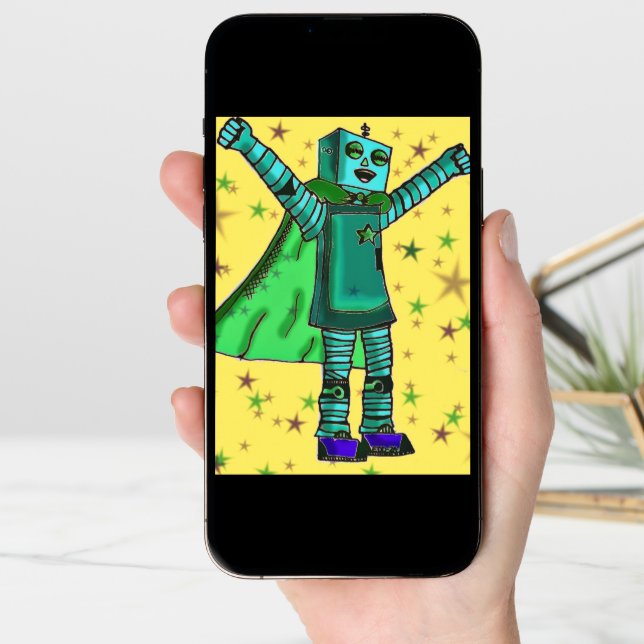 "You did it!" Happy Robot Congrats Card (Front Digital)