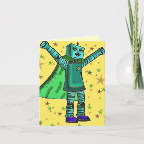 You did it Happy Robot Congrats Card