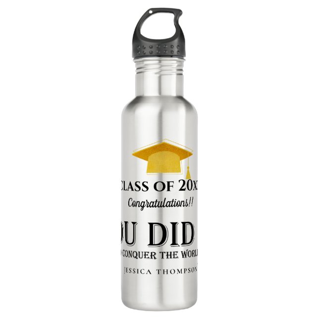 YOU DID IT Photo Class of 2025 Graduation  Stainless Steel Water Bottle (Front)
