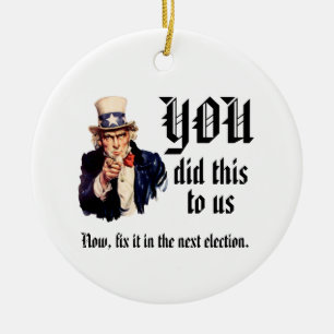 YOU Did This to Us Ceramic Ornament
