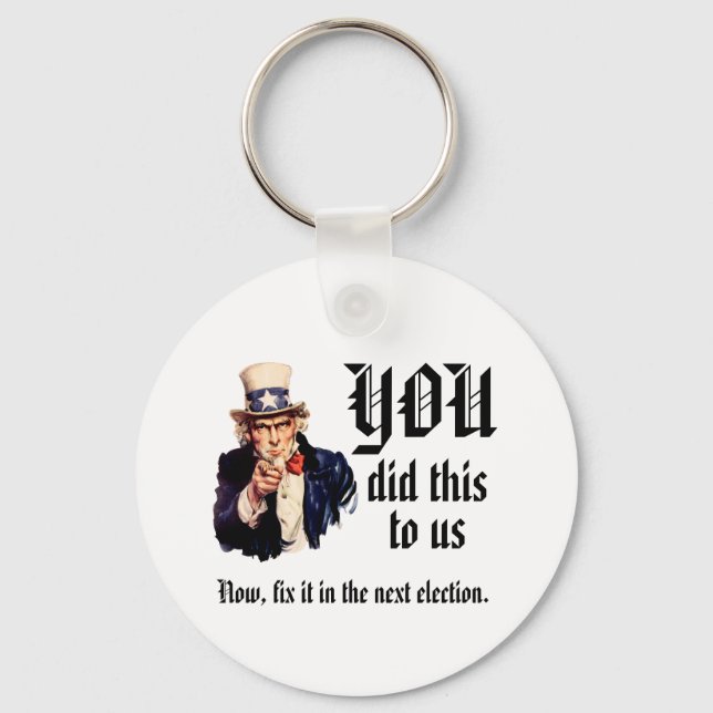 YOU Did This to Us Keychain (Front)
