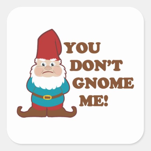 You Dont Know Me Gnome Square Sticker