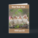 YOU DON'T LOOK A DAY OVER "64" *65th BIRTHDAY CARD<br><div class="desc">LOVE THIS CARD FOR IT IS CUTE,  ALL THOSE SWEET YET FUN LOVING BIRDS!!!!  THANK YOU FOR STOPPING BY ONE OF MY EIGHT STORES!!!  YOU CAN CHANGE THE AGE AND THE VERSE IF YOU WISH ON ALL MY CARDS!</div>