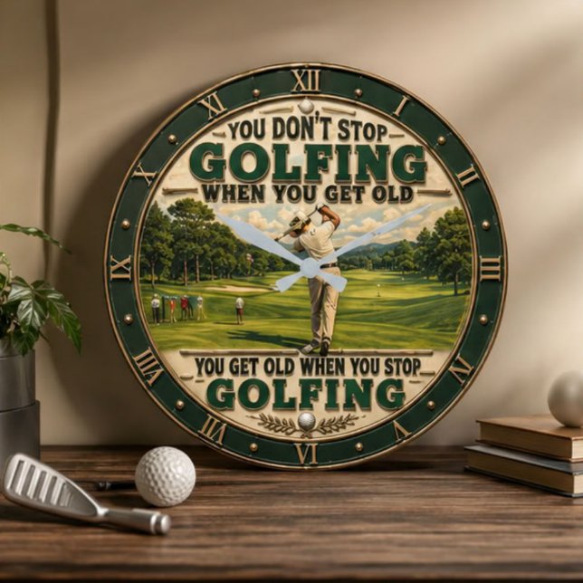 You Don't Stop Golfing When You Get Old Golf Large Clock (Creator Uploaded)