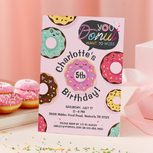 You Donut Want to Miss - Iced Donut Birthday Party Invitation