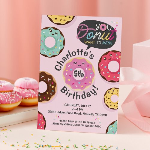 You Donut Want to Miss _ Iced Donut Birthday Party Invitation