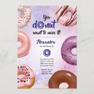 You Donut Want to Miss It Birthday Party Invitatio Invitation