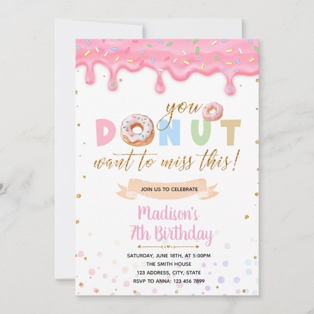 You donut want to miss this birthday invitation (Front)