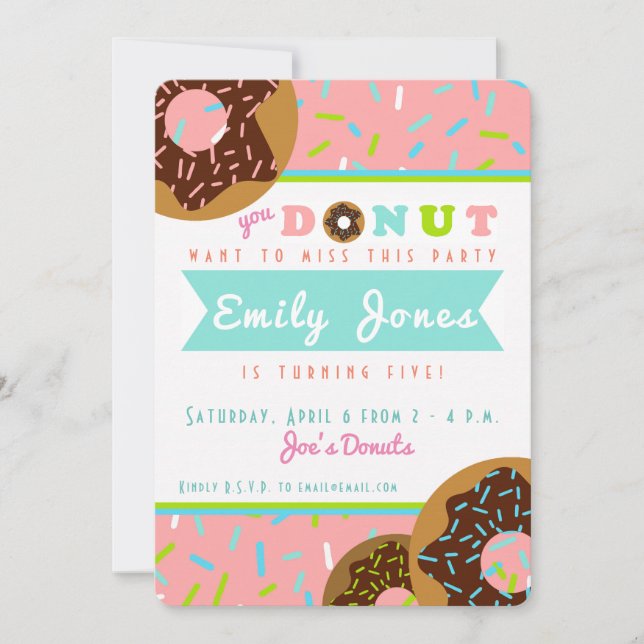 "You DONUT Want to Miss This" Donut Invitation (Front)