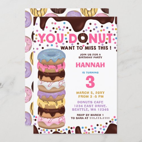 you donut want to miss this donuts birthday party invitation