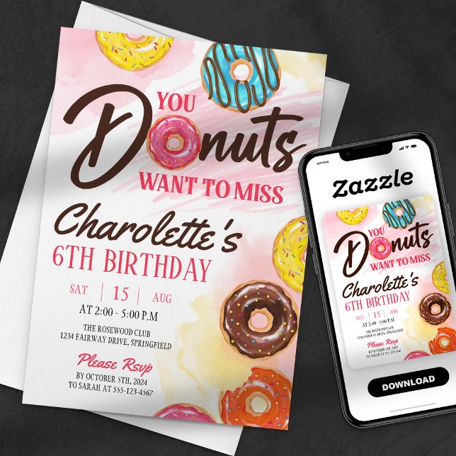 You Donut Want to Miss This Girl Birthday Invitation (Creator Uploaded)