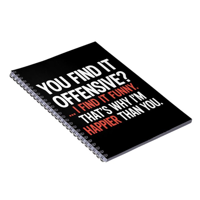 You Find It Offensive? Funny Humor Sarcastic  Notebook (Right Side)