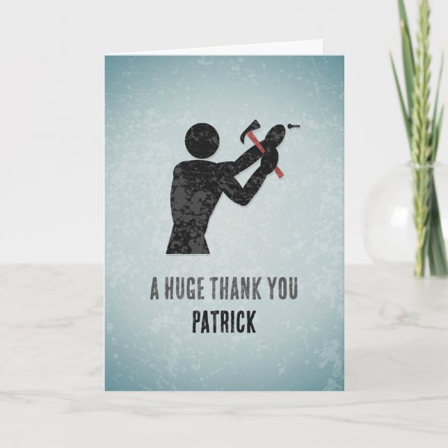 You Fixed It - Handyman & Helper - Male Thank You Card (Front)
