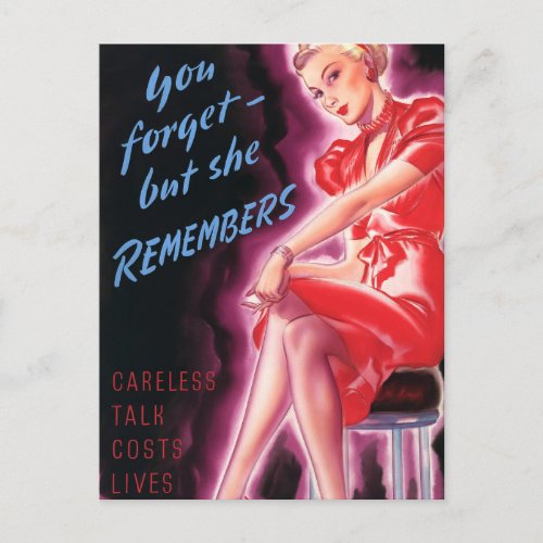 You forget but she remembers poster postcard