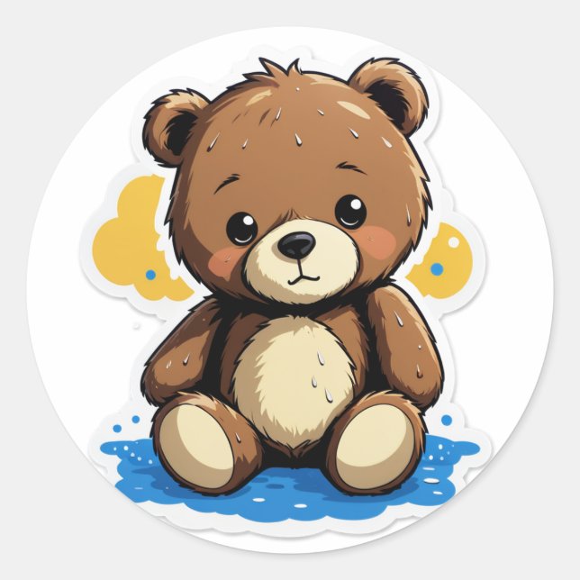 You Forgot Me? – Sad Teddy in the Rain Sticker (Front)