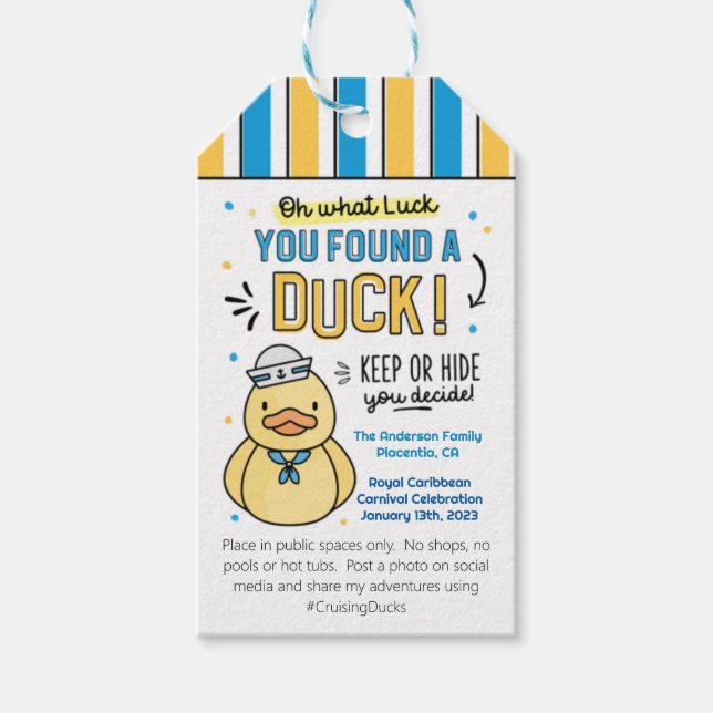 You found a Duck Cruising Ducks Tag Template (Front)