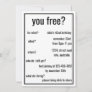 You Free? Funny Simple Birthday Minimalist Custom  Invitation
