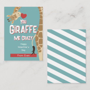 You Giraffe Me Crazy Kids Valentine' Day Card