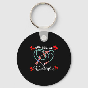 You Give Me Butterflies Phlebotomist Pbt Valentine Keychain