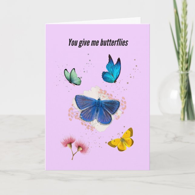 You Give Me Butterflies Valentine's Day Card (Front)