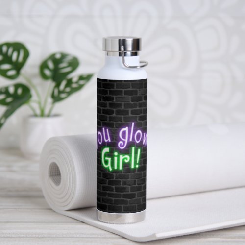 You Glow Girl Sign on Brick  Water Bottle