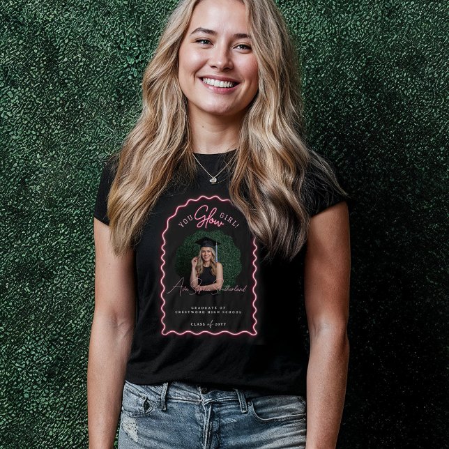 You Glow Girl Wavy Pink Neon Graduation Photo Tri-Blend Shirt (You Glow Girl Wavy Pink Neon Graduation Photo Tri-Blend Shirt)