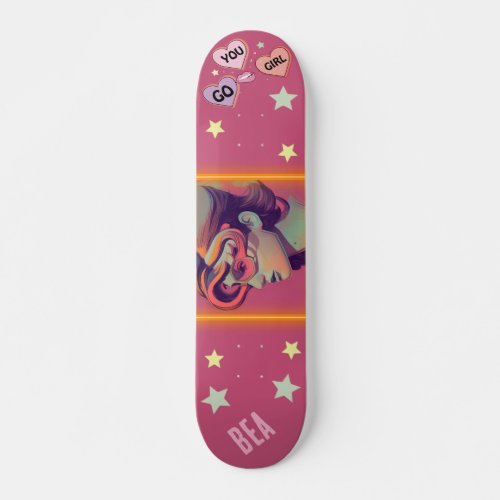 You Go Girl Colorful Personalised Skateboard