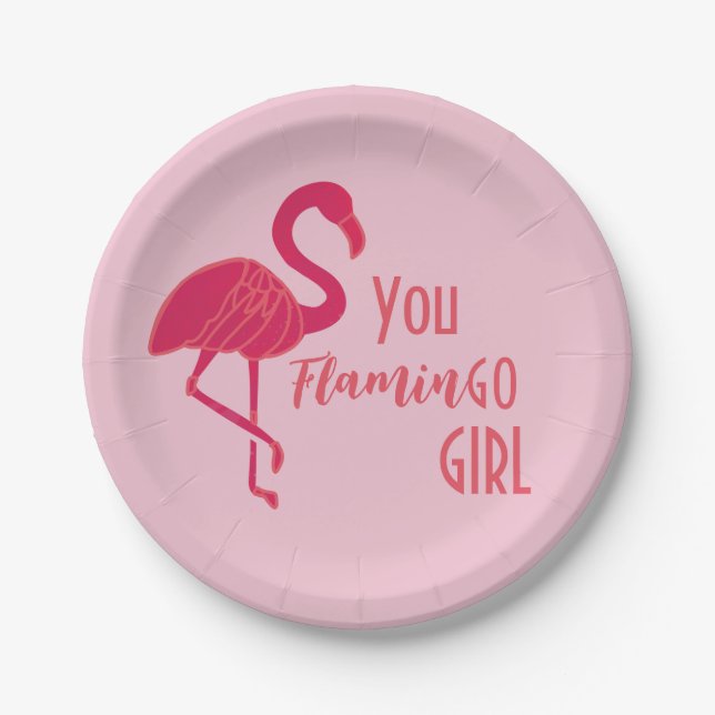 You Go Girl Pink Flamingo Paper Plates (Front)