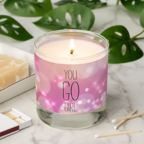 You Go Girl _ Pink Sparkles Inspirational Quote Scented Candle