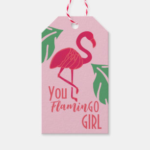 You Go Girl Tropical Pink Flamingo Gift Tags