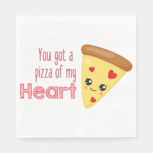 You Got a Pizza of My Heart Kawaii Pizza Pun Napkins