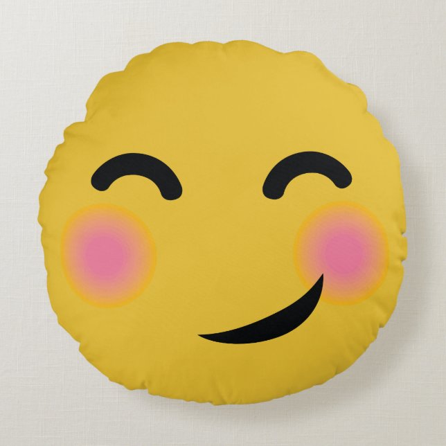 you got me blushing emoji round pillow (Front)