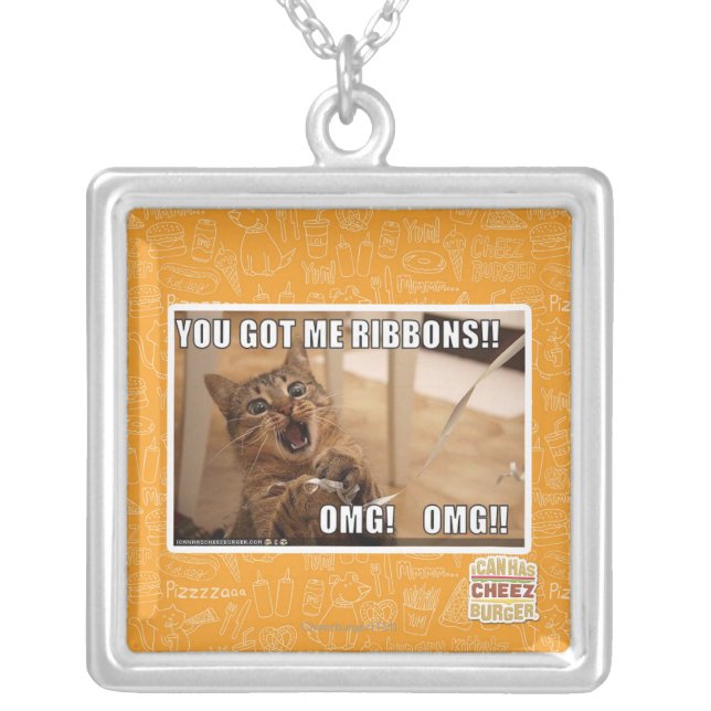 You got me ribbons!! silver plated necklace (Front)