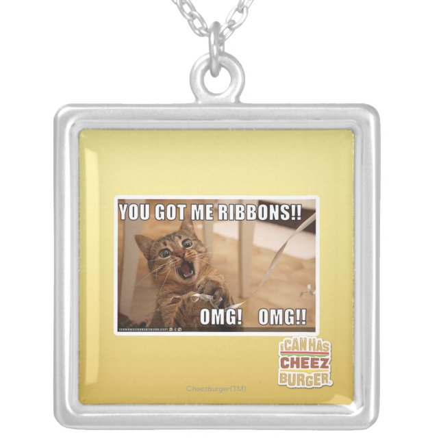 You got me ribbons!! silver plated necklace (Front)