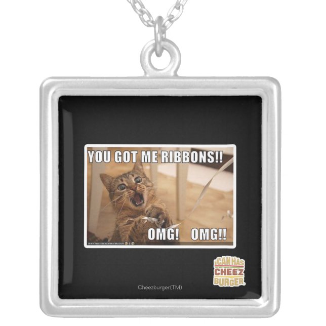 You got me ribbons!! silver plated necklace (Front)