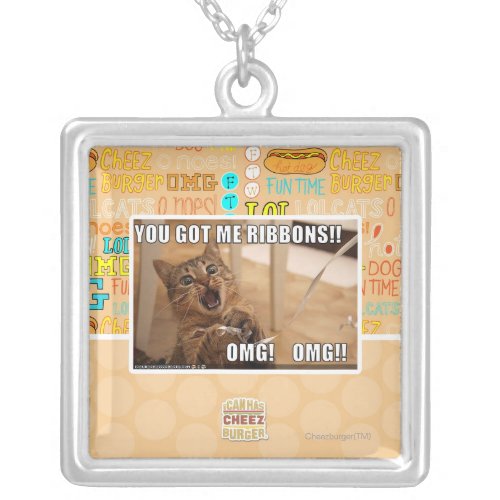 You got me ribbons silver plated necklace