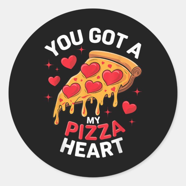 You Got My Pizza Heart Valentines Day Kids  Classic Round Sticker (Front)