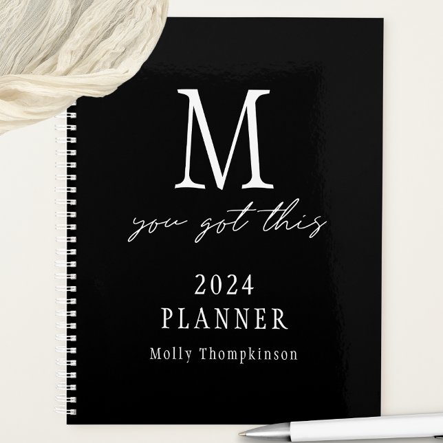 You Got This 2024 Monogram Initial Name Black Planner (Creator Uploaded)