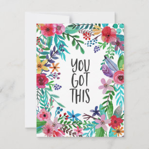 You Got This Boho Floral Inspirational Quote Note Card