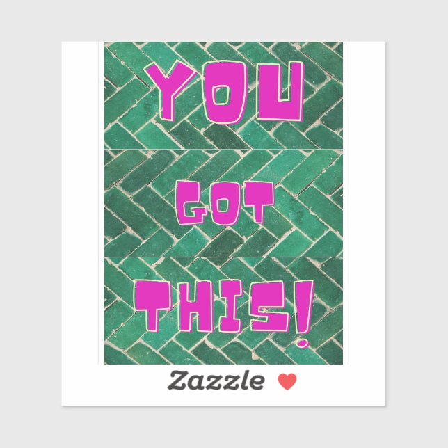 You Got This! Bright Pink on Green Pattern  Sticker (Sheet)