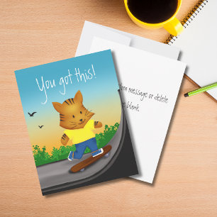 You Got This Cute Tiger On Skateboard Flat Card