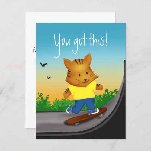 You Got This Cute Tiger On Skateboard Flat Card