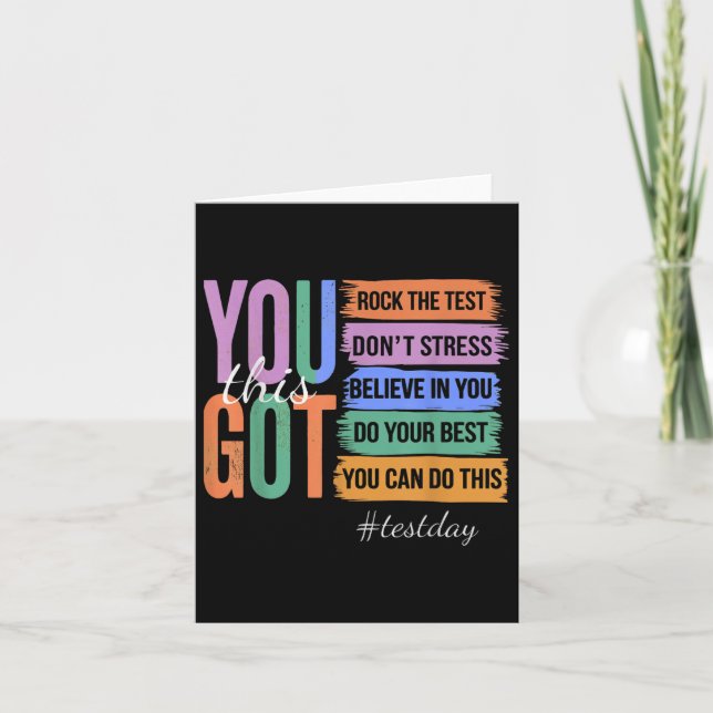 You Got This Dont Stress Rock The Test Test Day  Card (Front)