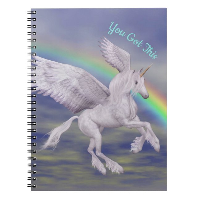 You Got This Flying Unicorn Rainbow Inspirational  Notebook (Front)