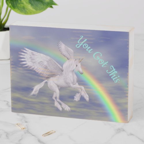 You Got This Flying Unicorn Rainbow Inspirational Wooden Box Sign