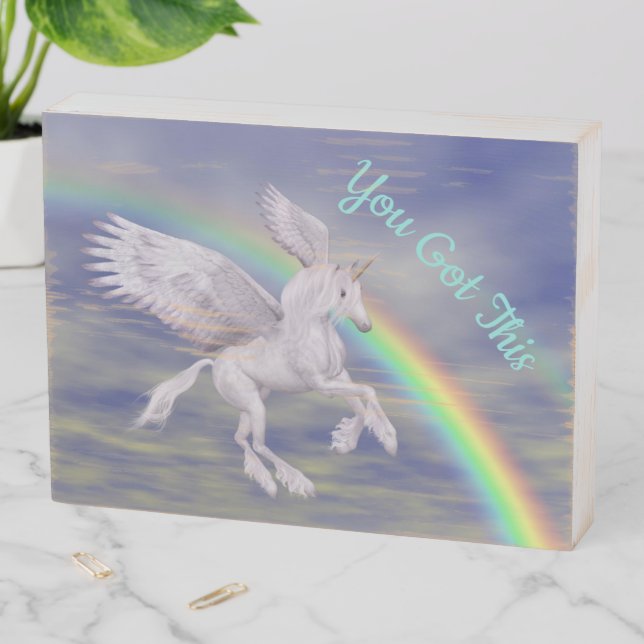 You Got This Flying Unicorn Rainbow Inspirational Wooden Box Sign (In Situ Horizontal)