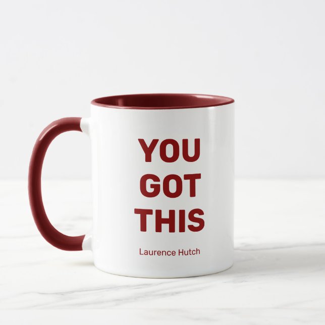 You Got This Minimal Red and White Personalized  Mug (Left)
