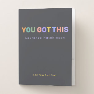 YOU GOT THIS Minimalist Custom Name Text Trendy Pocket Folder